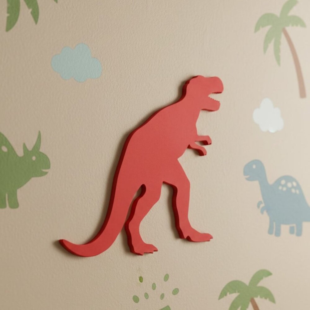 Red T-Rex Dinosaur Wood Wall Decoration Kids Decor